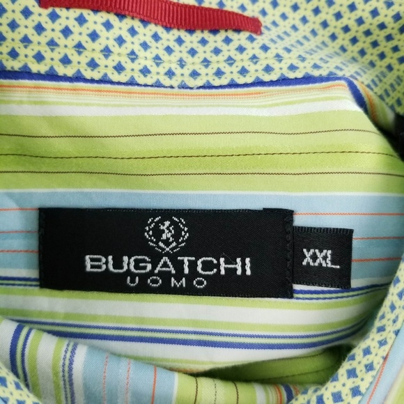 Bugatchi Green Blue Striped Cotton Sz XXL 2XL - Picture 8 of 8